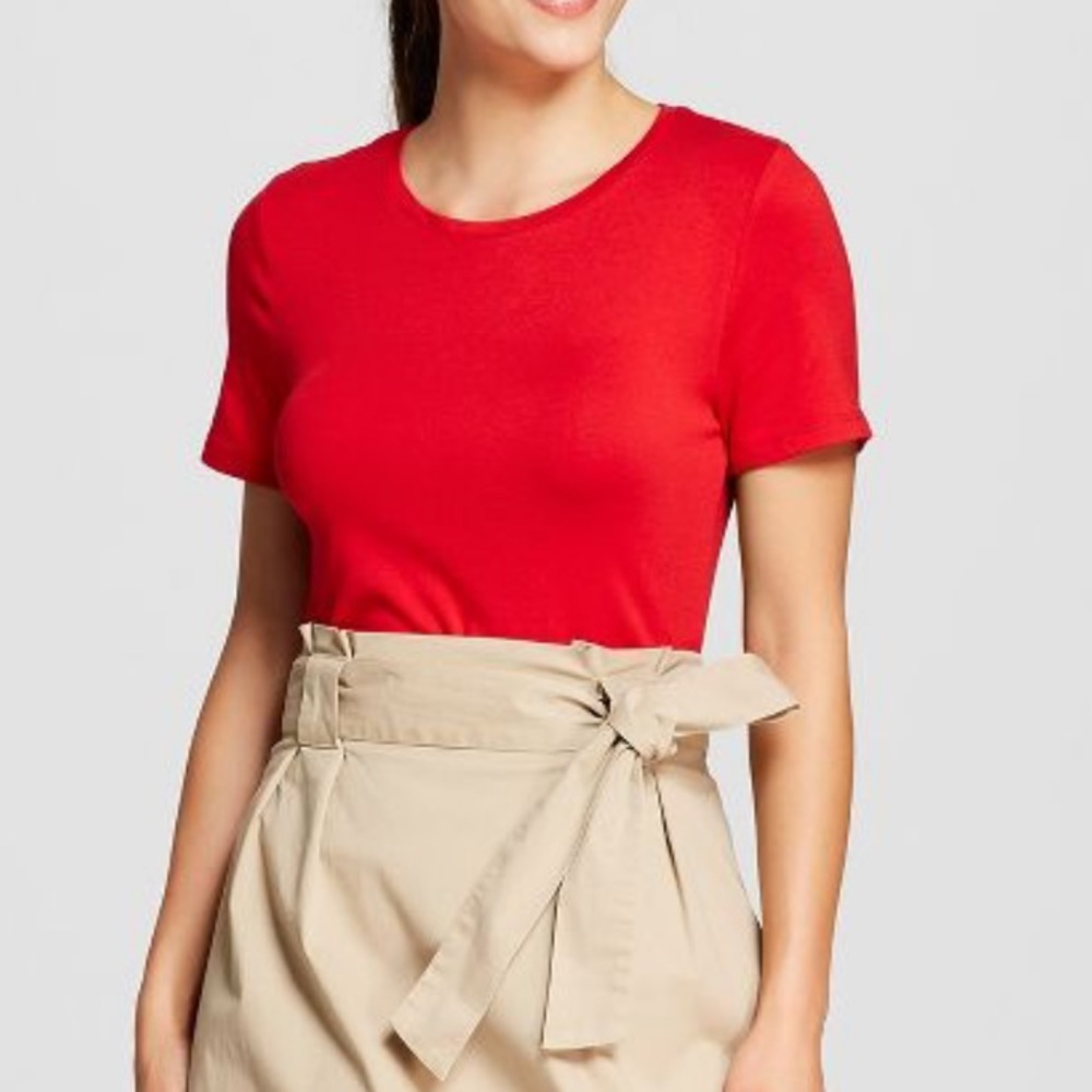 Red crew neck